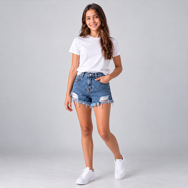 Short Jeans Infantil Menina Juvenil Adolescentes verão