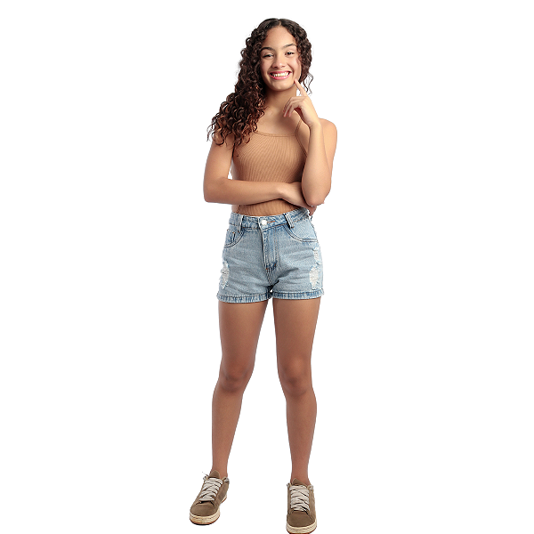 Short Jeans Curto Juvenil Infantil Menina adolescentes