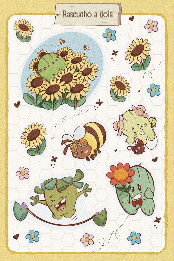 Cartela de adesivos primavera flores