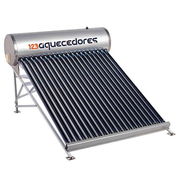 Aquecedor Solar à Vácuo Acoplado 20 Tubos até 07 Banhos em Aço Inox AISI 316