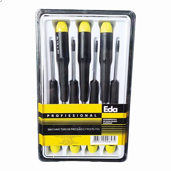 Jogo Chave Torx De Precisão C/7 Peças T5 A T15 EDA