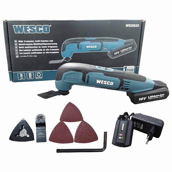 Multiferramenta Oscilante A Bateria 18v com Kit WS2932 WESCO