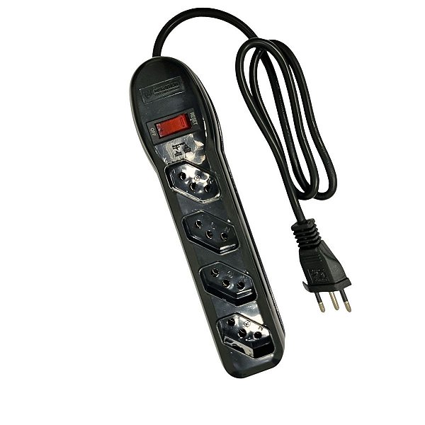 Filtro de Linha Extensão Bivolt com 4 Tomadas 1M Preta LIEGE