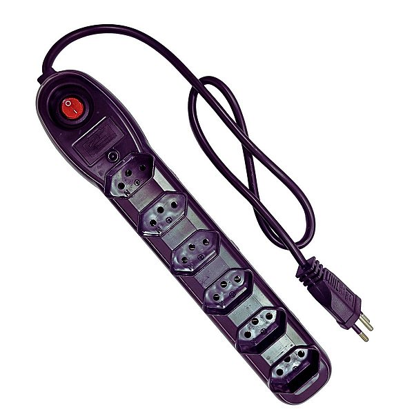 Filtro de Linha Extensão Bivolt 6 Tomadas 1M Preta LIEGE