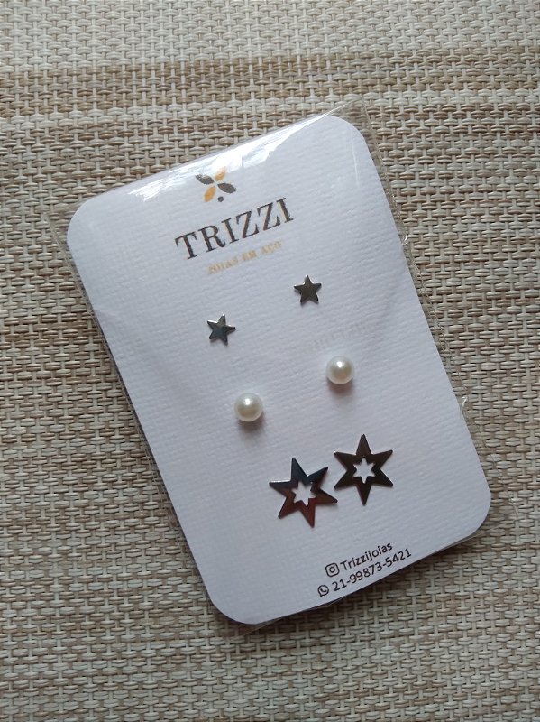 Trio de Brincos Estrela