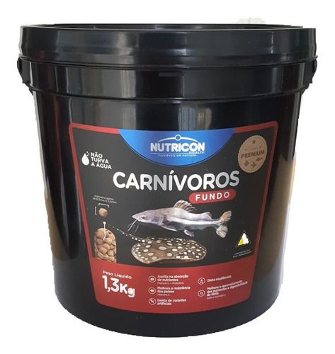 Ração Para Peixes Carnivoros Fundo 1,3kg Nutricon