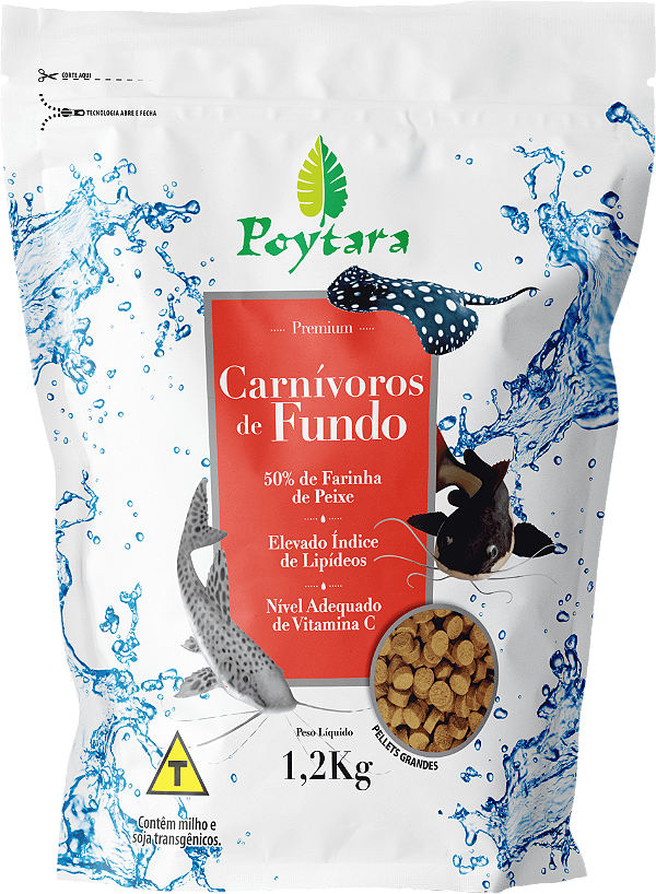 Ração Carnivoros De Fundo Pellet G 1,2kg Poytara