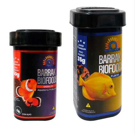 Combo - Ração para Peixe Barrak Biofoods Flocos 35g e Grânulos 50g Nutricon
