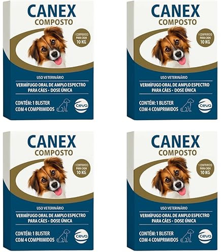 KIT - 4 Vermífugo Canex Composto - Ceva (4 Compimidos)