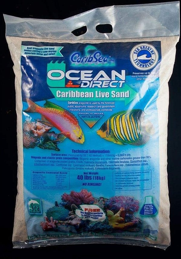 CARIBSEA SUBSTR. OCEANDIRECT C/BACT. FINO - 18,14 Kg Branco - Granulometria 0.25 – 1.0mm