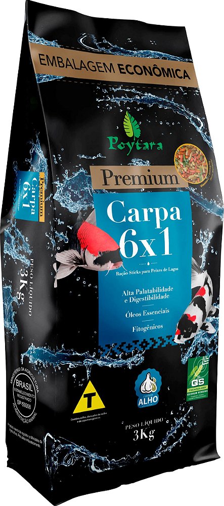 Ração Poytara Carpa Mix (6X1) 3KG (saco)