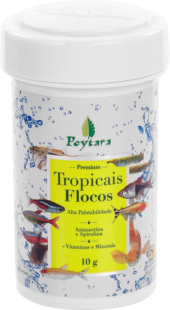 Ração Poytara Tropicais Flocos Dia-a-dia 10G
