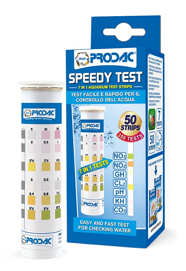 Teste Prodac Speedy (NO3, N02, Gh, Kh, CL2, Ph, CO2) 50 Testes - Doce