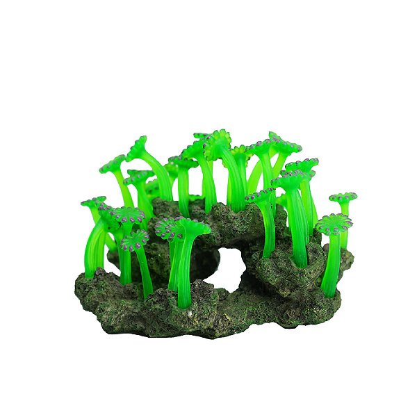 Enfeite de Resina Soma Rocha Deco Zoanthus Palithoa Verde