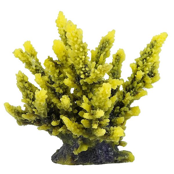Enfeite de Silicone Soma Coral Acropora Hidnophora Roxa e Amarela