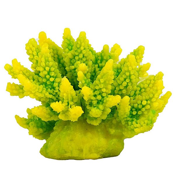 Enfeite de Silicone Soma Coral Acropora Hidnophora Verde e Amarela