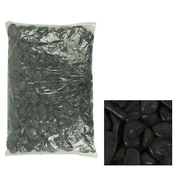 Seixo Soma Natural Pebble Black Brilho (20-30MM) - 10KG