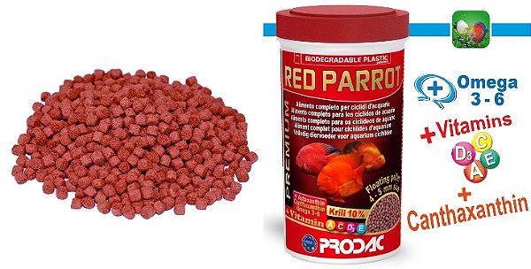 RACAO PRODAC RED PARROT (PAPAGAIO) GRANULES