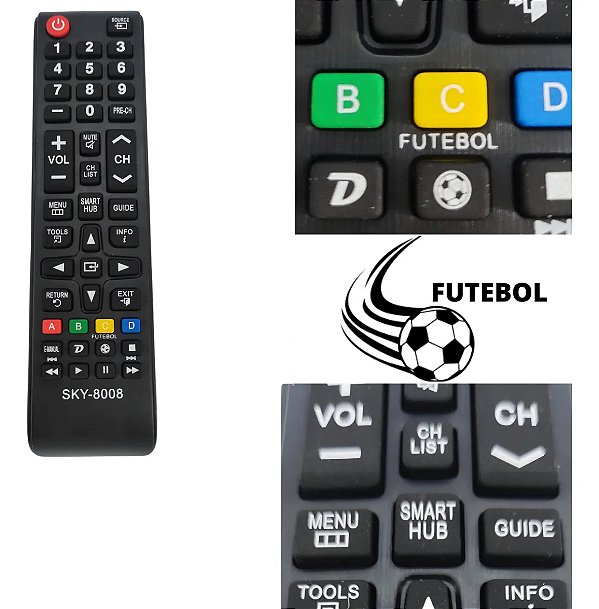 Controle Compatível Tv Led Samsung Smart Hub Futebol Modelos