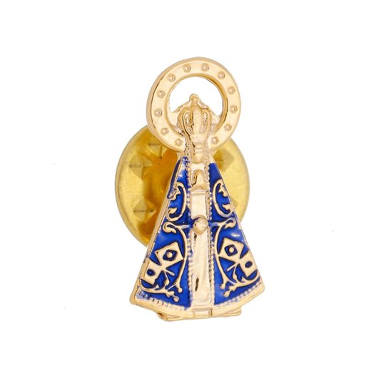 Boton Nossa Senhora Aparecida Folheado - Azul