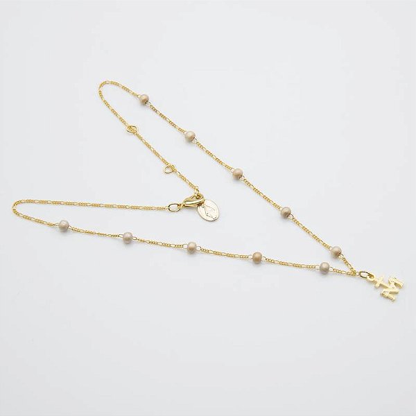 Colar Mariano Perolado 4mm – Dourado com Medalha de Nossa Senhora das Graças