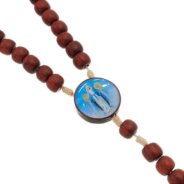 Terço Nossa Senhora Das Graças de Madeira Pau Brasil - 8mm