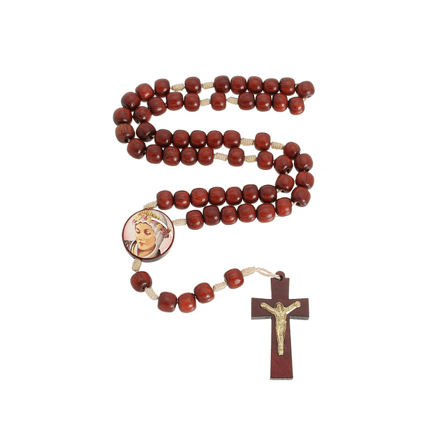 Terço de Pulso Nossa Senhora da Salette em Madeira Pau Brasil