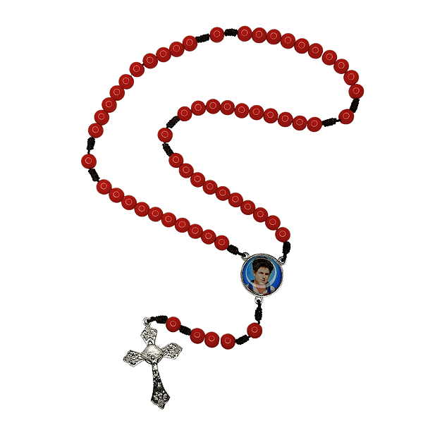 Terço do Beato Carlo Acutis com Conta Pérola - Vermelho