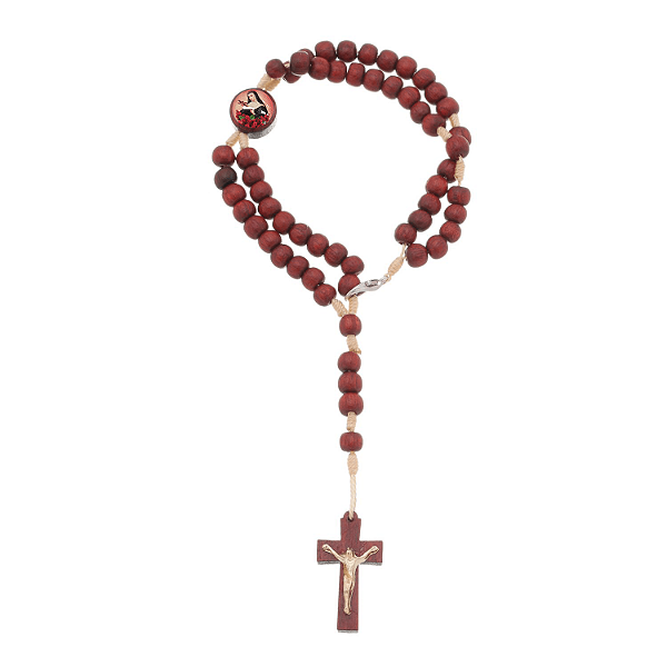 Terço de Pulso Santa Rita de Cássia em Madeira Pau Brasil