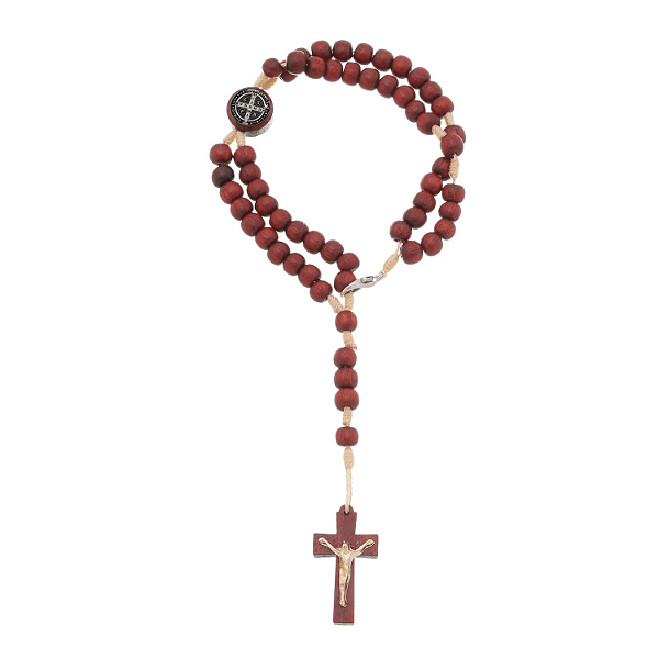 Terço de Pulso de São Bento - Madeira Pau Brasil