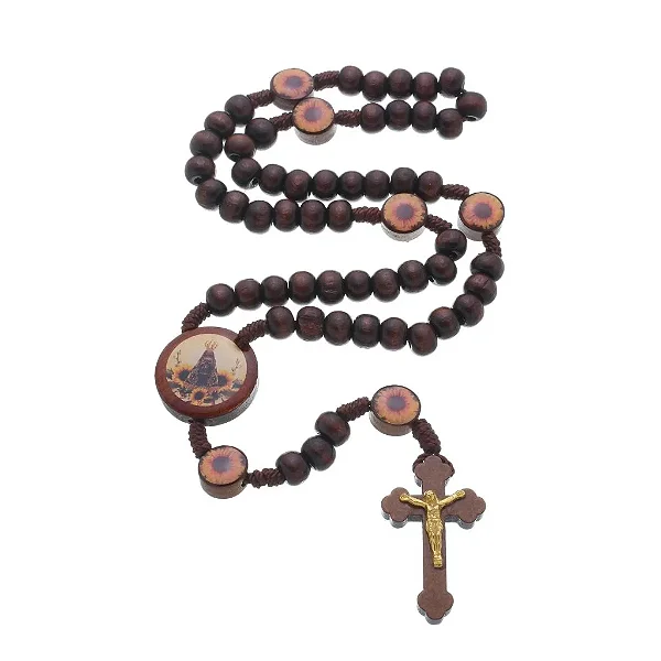 Terço de Nossa Senhora Aparecida em Madeira e Entremeios de Girassol