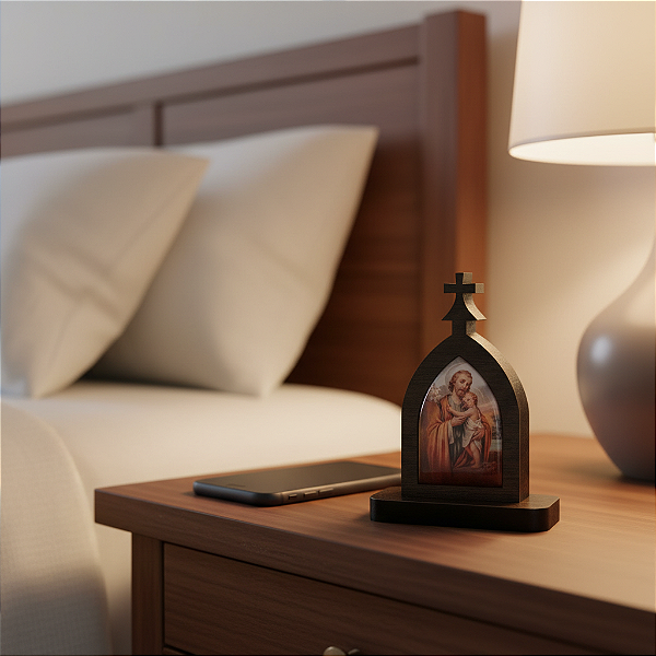 Mini Capela de São José em MDF - Marrom Escuro