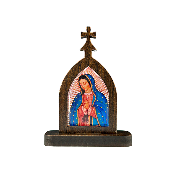 Mini Capela de Nossa Senhora de Guadalupe em MDF - Marrom Escuro