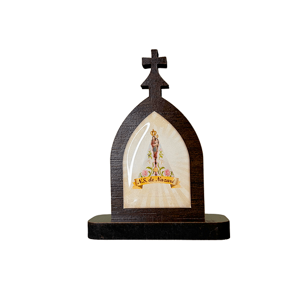 Mini Capela de Nossa Senhora de Nazaré em MDF - Marrom Escuro