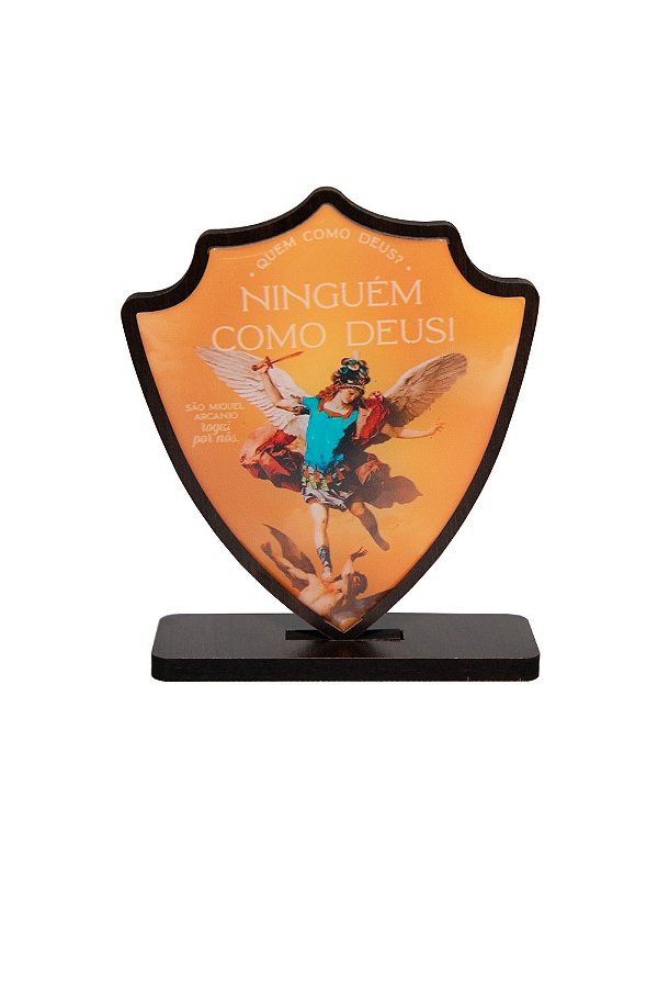 PEDESTAL DE SÃO MIGUEL ARCANJO EM METAL - OURO ENVELHECIDO - 9CM