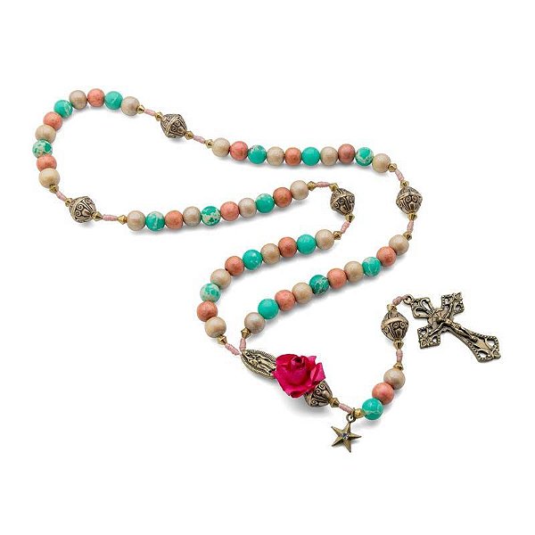 Terço Colorido N. Sra. de Guadalupe 8mm com Flor