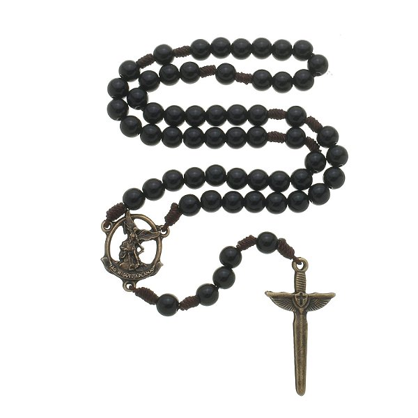 Terço com Medalha de São Miguel Arcanjo e Espada - Preto