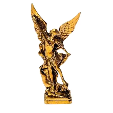 Enfeite São Miguel Arcanjo Metal Dourado ou Prateado Auto Colante – Unidade | Adesivo Religioso Decorativo