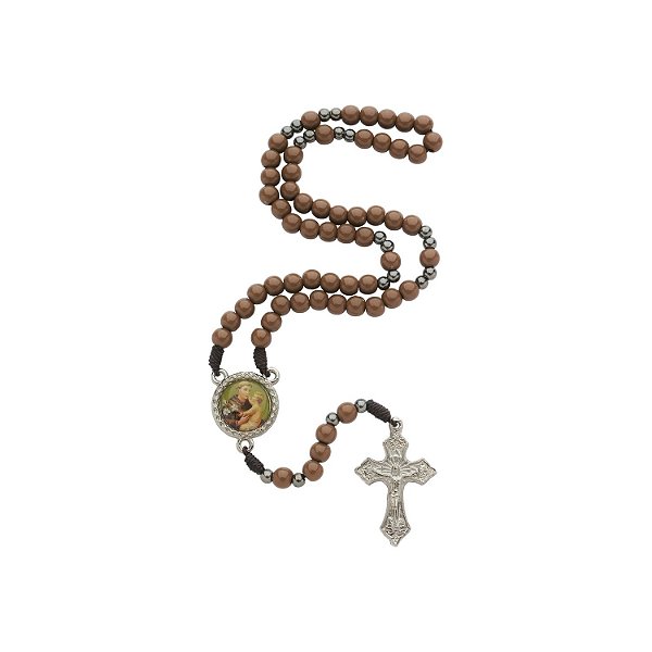 Terço com Folheto de Santo Antônio de Pádua - Marrom