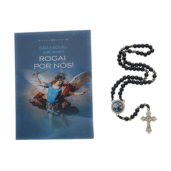 Terço com Folheto de São Miguel Arcanjo - Preto