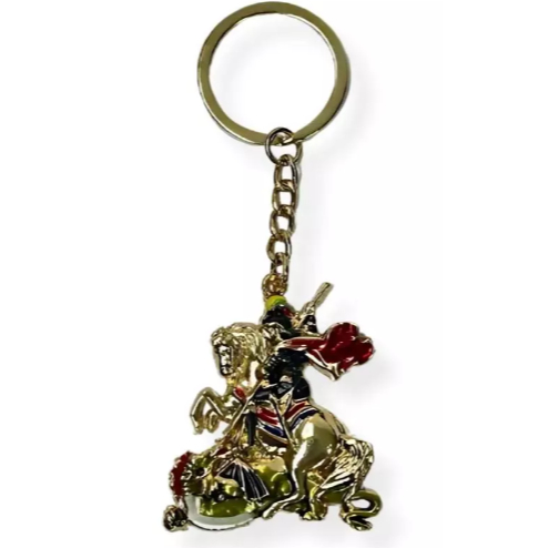 CHAVEIRO SÃO JORGE DOURADO METAL - SANTO GUERREIRO FÉ E PROTEÇÃO