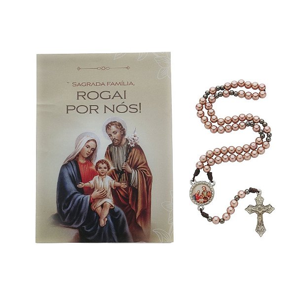 Terço com Folheto da Sagrada Família - Rose Gold
