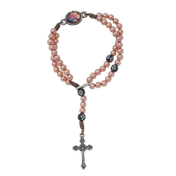 Terço de Pulso São Miguel Arcanjo Rose Gold – Unidade | Fé e Proteção