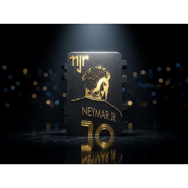 Porta Figurinha Cromo Preto e Dourado - Neymar - Proteja seus stickers