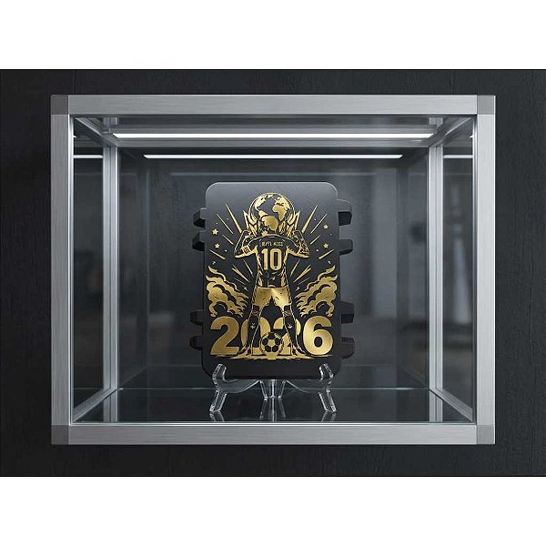 Porta Figurinha Cromo Preto e Dourado - Messi - Proteja seus stickers