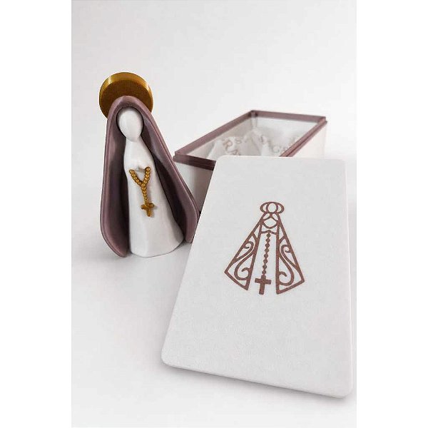 Kit Luxo Nossa Senhora Aparecida 11cm + Caixa Exclusiva ROSE