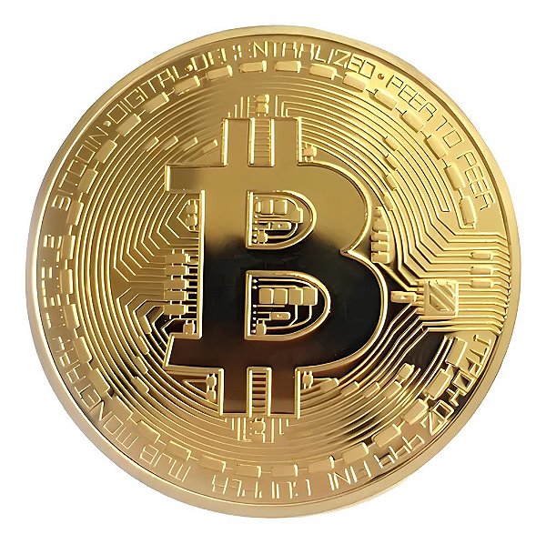 Moeda Bitcoin Decorativa Dourada