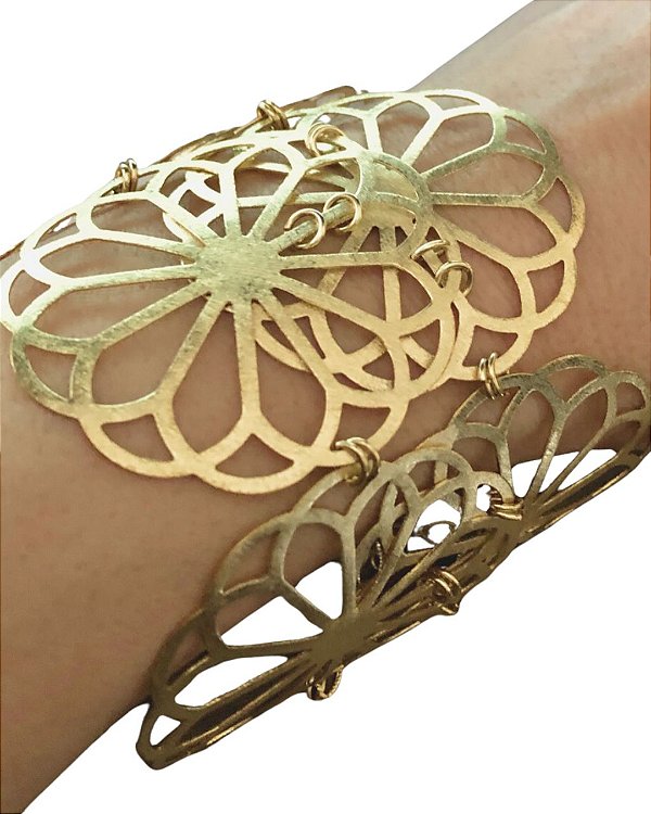 Bracelete Flor Dupla Sobreposta