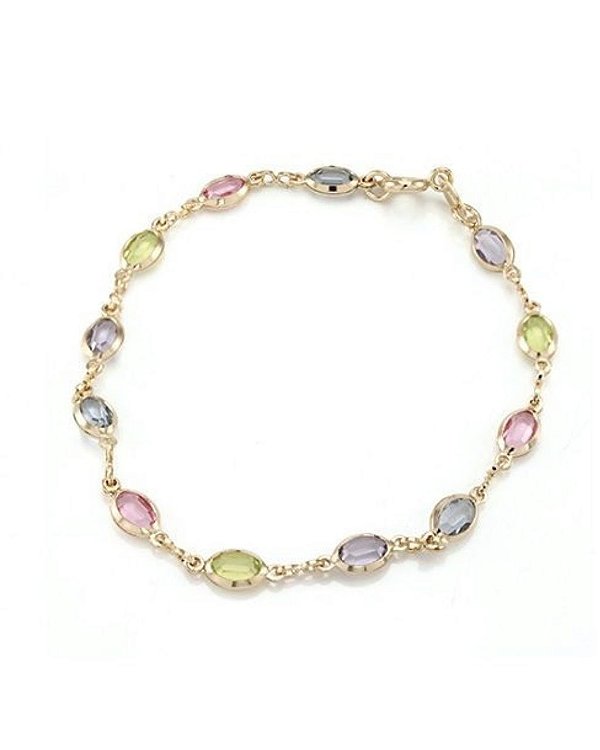 Pulseira de pedras coloridas ovais