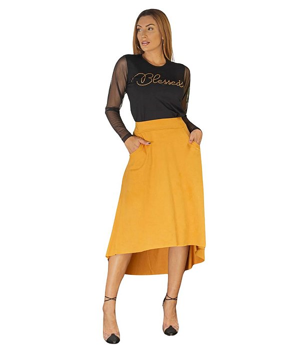 Saia Mostarda Suede Mullet